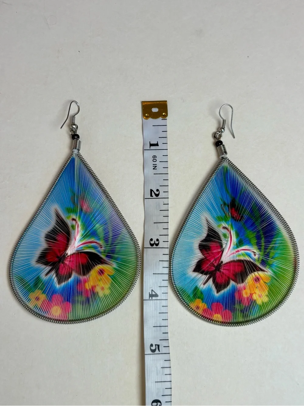 Butterfly String Art Dangle Earrings Boho Statement Earrings